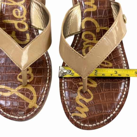 Sam Edelman Romy Faux Patent Platform Cork Wedge Thong Sandals Tan Size 8M - Picture 14 of 15